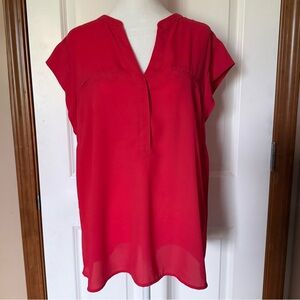 The Limited Bright Coral V-Neck Short Sleeve Blouse